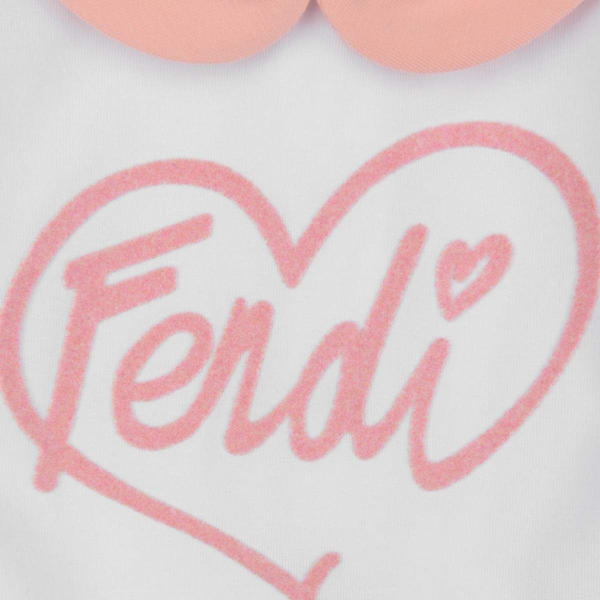 Pink Heart Logo - Fendi Girls White & Pink Heart Logo Babygrow