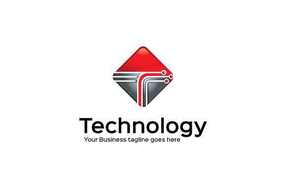 Red White and Tech Logo - Technology Logo Template Logo Templates Creative Market