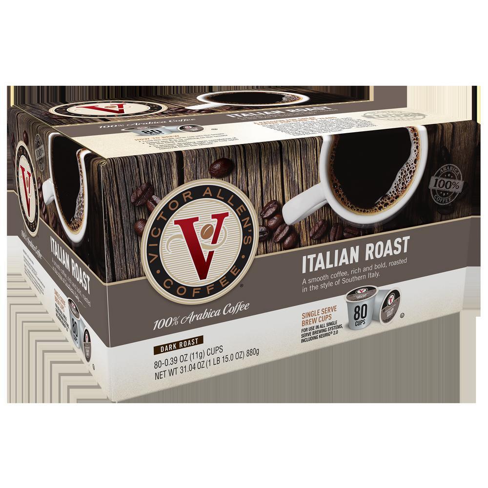 Dark Roast Coffee Brands Logo - Victor Allen's Italian Roast Coffee, Single Serve Cups 80 Pack