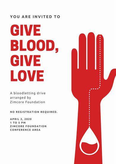 White and Red Hand Logo - White and Red Hand Blood Donation Poster