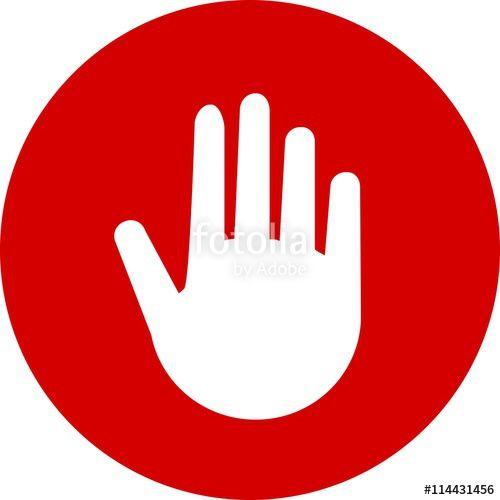 White and Red Hand Logo - hand stop stop halt icon sign symbol logo button concept silhouette ...