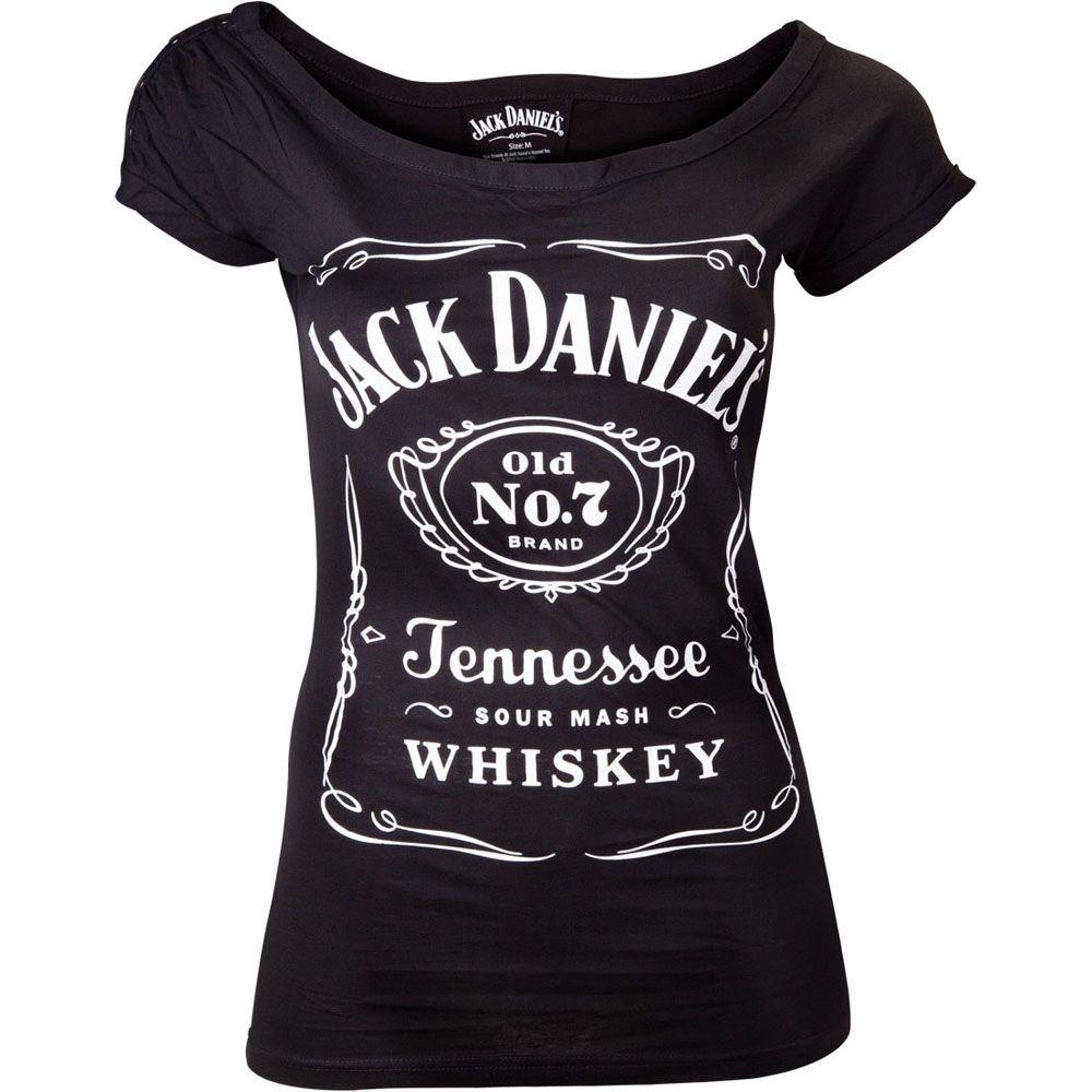Black and White No Brand Logo - JACK DANIEL'S Classic Old No.7 Brand Logo Skinny T Shirt, Female