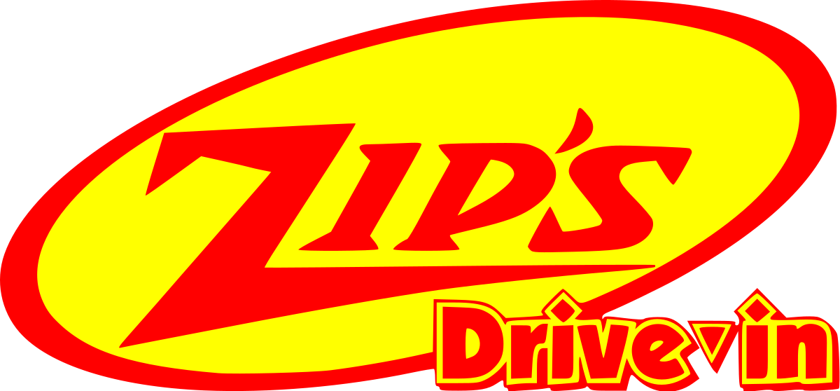 Red and Yellow Restaurant Logo - Zip's Drive-in
