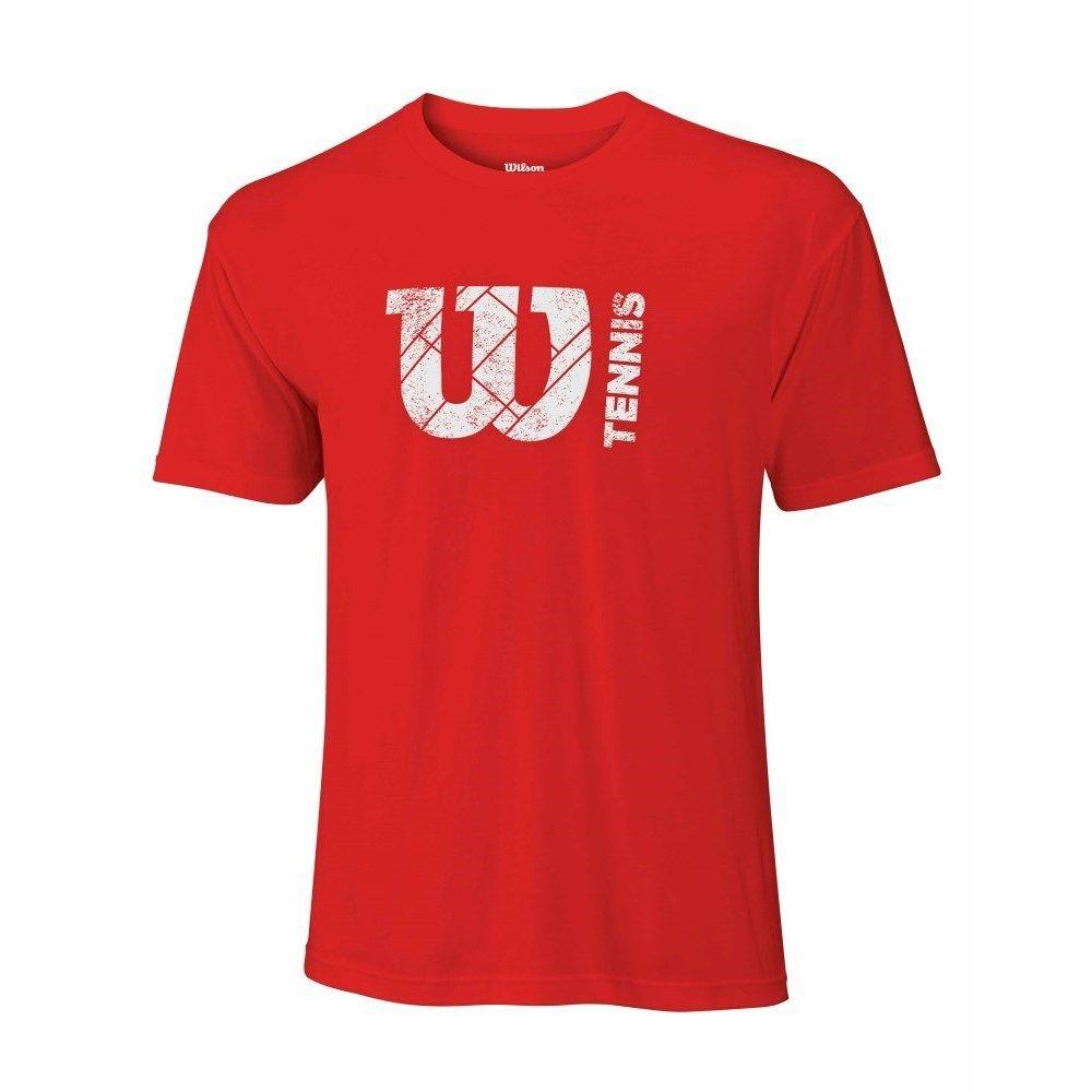 Red and White w Logo - Wilson 'W' Court Logo Tech Mens Tennis T-Shirt - Red/White Online ...