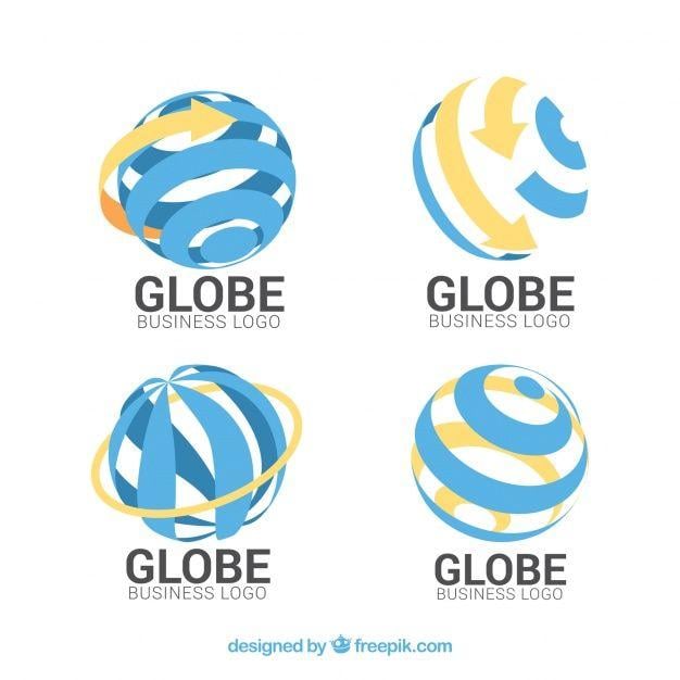 Globe Business Logo - Blue and orange globe logo collection Vector | Free Download