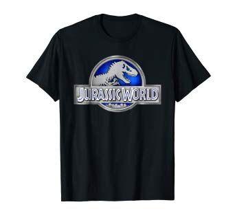 Glow World Logo - Amazon.com: Jurassic World Classic Blue Glow Fossil Logo Graphic T ...