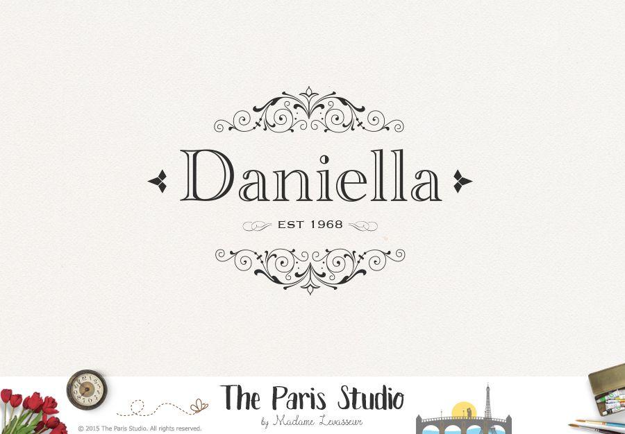 Damask Logo - Vintage Floral Damask Logo logo, boutique logo