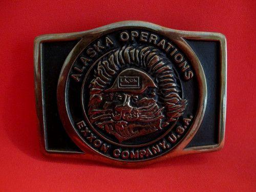 Exxon Tiger Logo - Vintage EXXON Gas Oil Belt Buckle Alaska Operations Souvenir Tiger ...