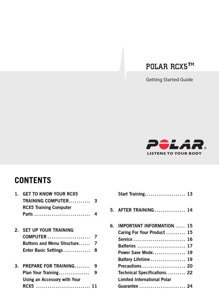 RCX5 Logo - Polar RCX5 Getting Started Guide English. Battery Electricity