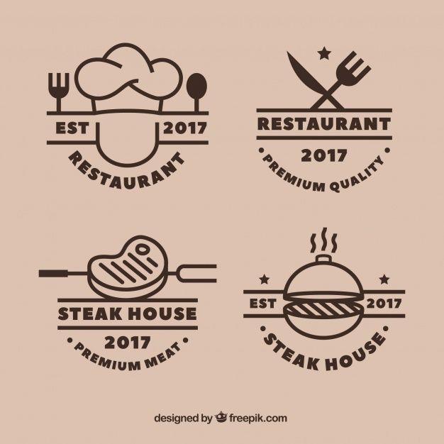 Cool Restaurant Logo - Cool set of grill restaurant logos Vector | Free Download