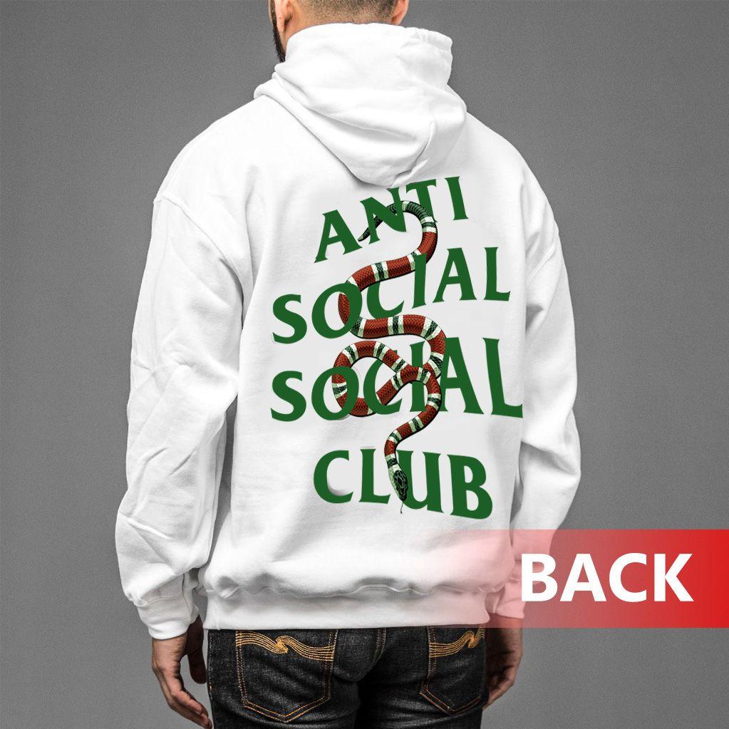Sanke Anti Social Social Club Logo - ASSC white Anti Social Social Club x Gucci Snake Hoodie - Trendstees
