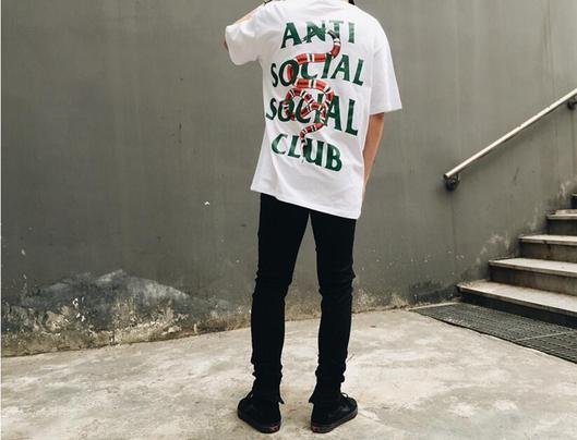 Sanke Anti Social Social Club Logo - Anti Social Social Club x Gucci Snake Tee | White and Black | ASSC ...