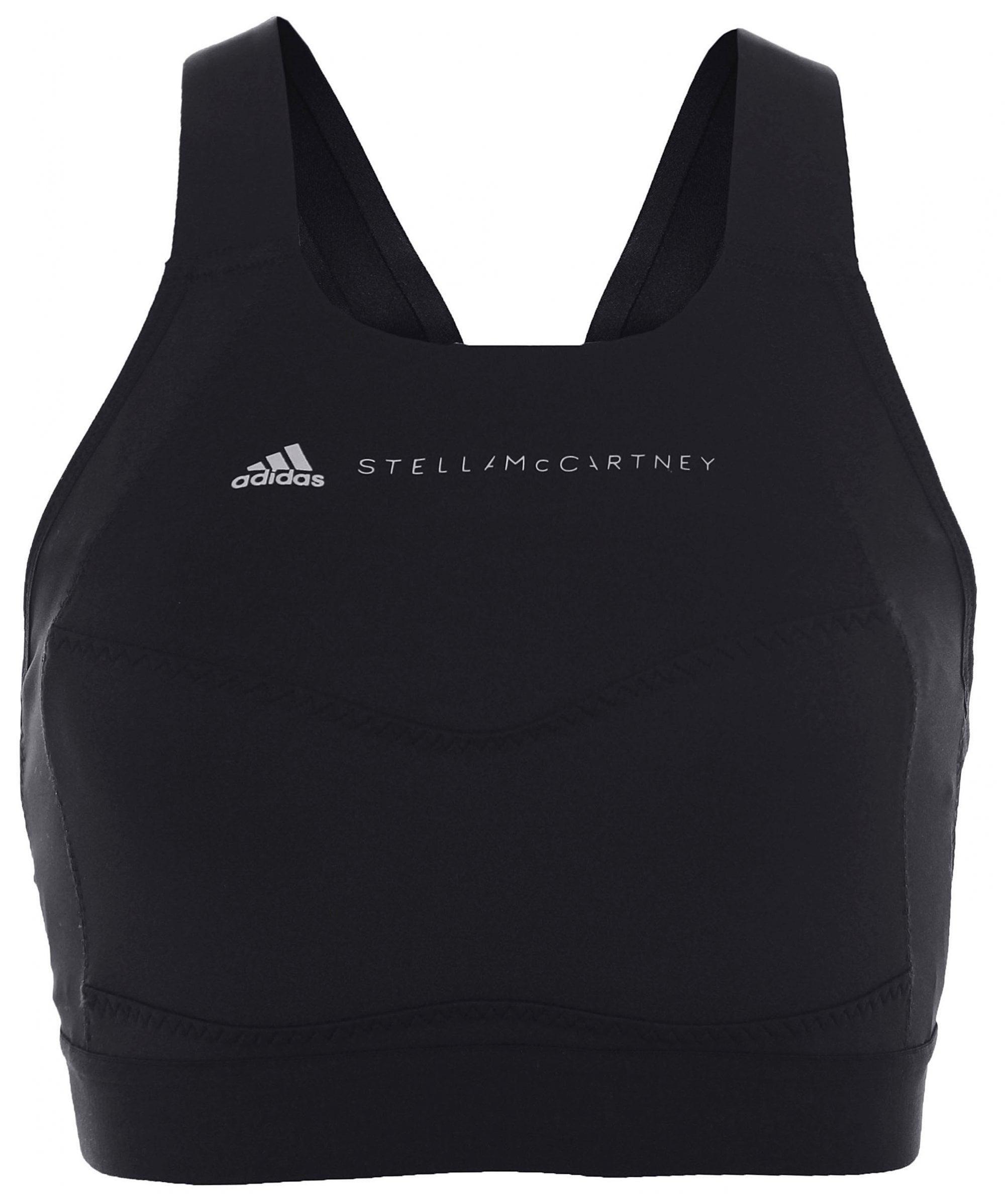 B Black Sports Logo - Adidas By Stella Mccartney Logo Sports Bra in Black