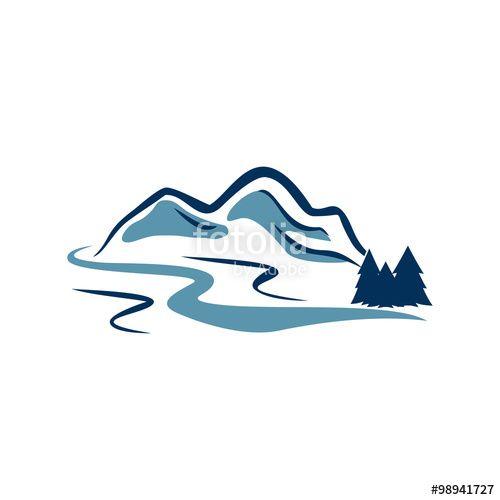 River and Mountain Logo - River Mountain Canyon Adventure Logo Illustration