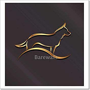 Dog with the End Logo - Amazon.com: Barewalls Dog Gold Styled Silhouette Logo Paper Print ...