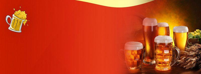 Beer with Red Background Logo - Carnival, Oktoberfest, Atmospheric Red Background, Oktoberfest, Iced