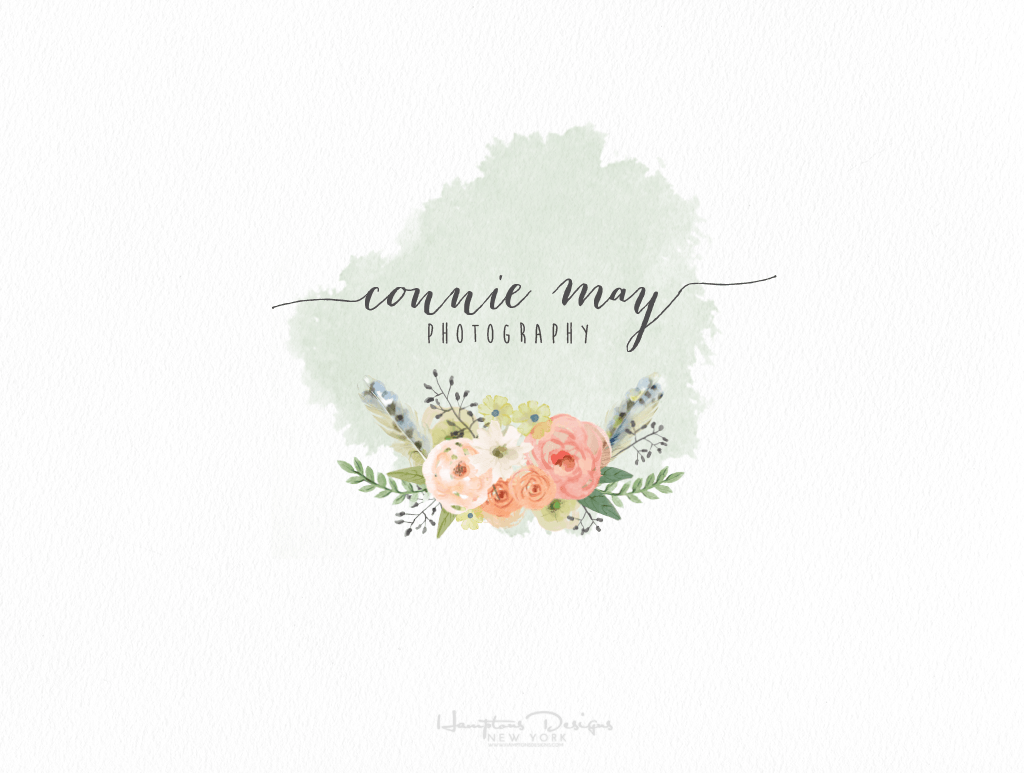 Floral Watercolor Logo - Connie May Watercolor Logo Sage · Hamptons Designs