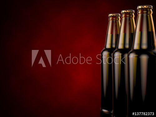 Beer with Red Background Logo - Bottles of beer on a red background. 3d illustration. - Buy this ...