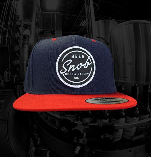 Beer with Red Background Logo - Hops & Barley Co. | Beer Snob Snap Back Hat (Navy & Red)