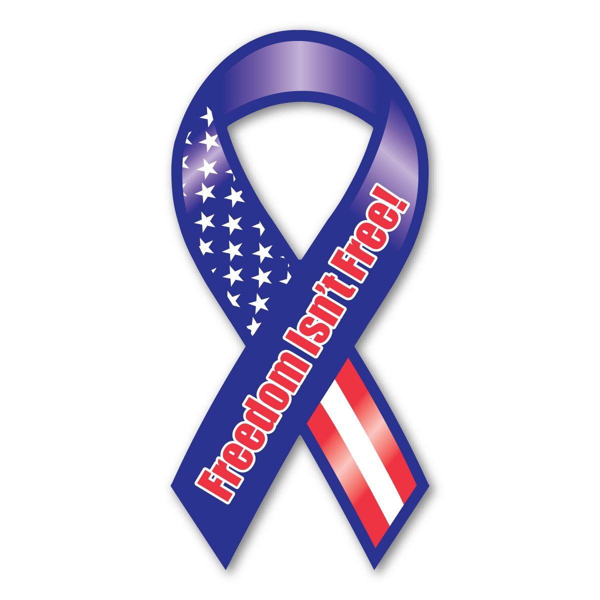 Red White and Blue M Logo - Freedom Isn't Free Red, White, & Blue Ribbon Magnet | Magnet America