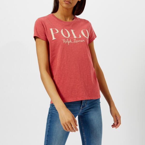 Women's Polo Logo - Polo Ralph Lauren Women's Polo Logo T-Shirt - Sun Red - Free UK ...