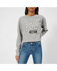 Women's Polo Logo - Polo Ralph Lauren Women's Cropped Polo Logo Sweatshirt in Gray - Lyst