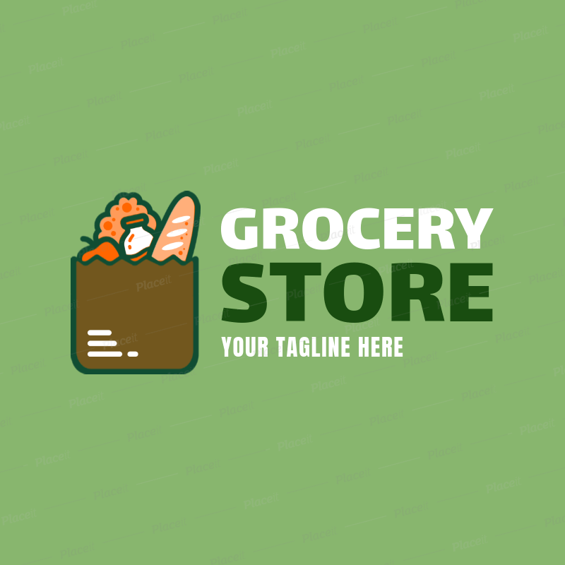 Grocery Brand Logo - Placeit - Online Logo Maker for a Grocery Store with Bag Icon