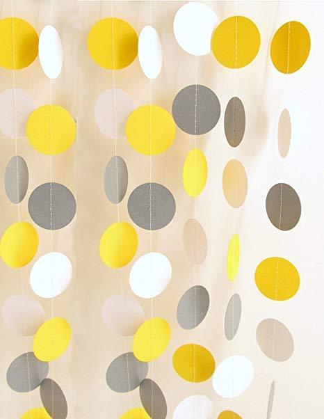 Gray and Yellow Circle Logo - dreammadestudio 10 Feet Yellow Gray White Circle Paper Garland ...