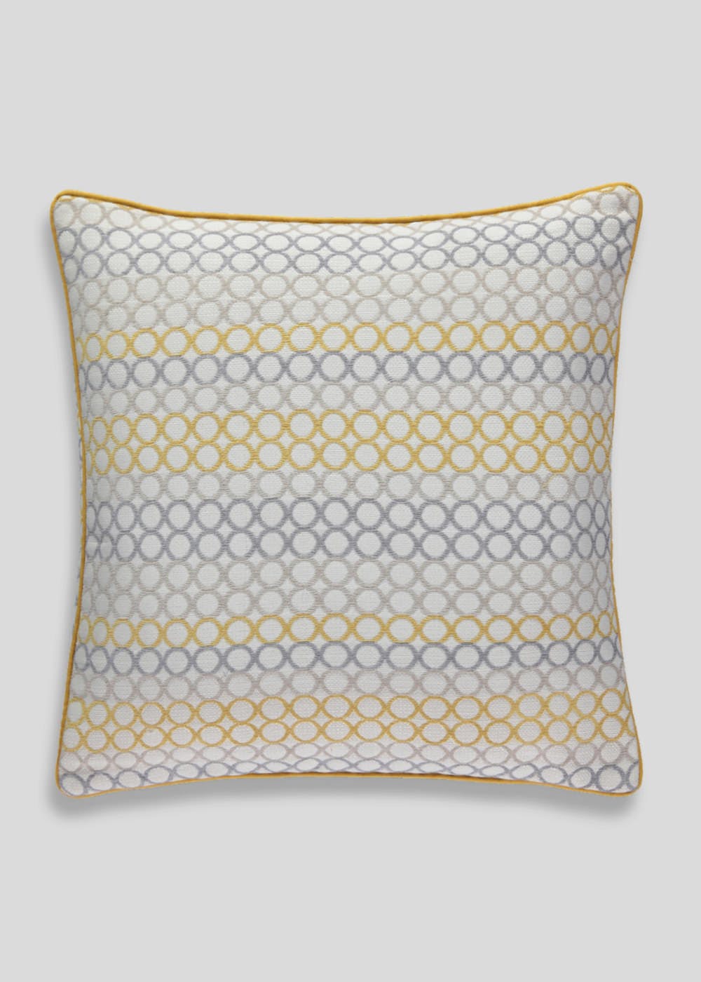 Gray and Yellow Circle Logo - Circle Woven Jacquard Cushion (48cm x 48cm) – Yellow – Matalan