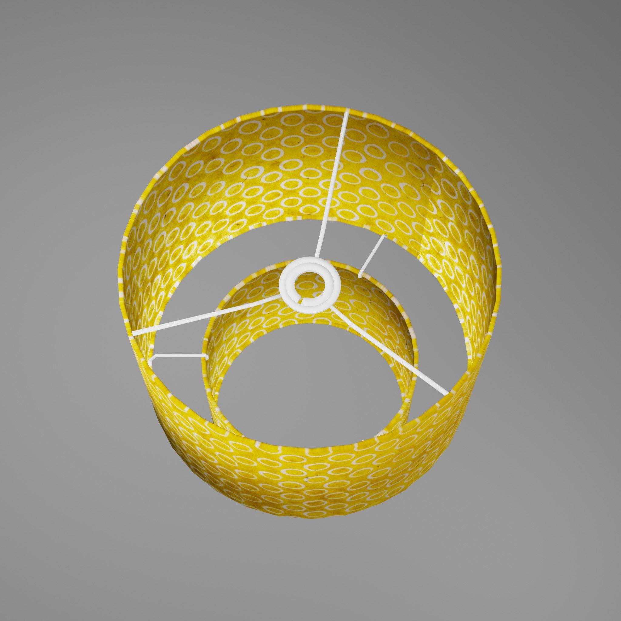 Gray and Yellow Circle Logo - 2 Tier Lamp Shade - P71 - Batik Yellow Circles, 30cm x 20cm & 20cm x ...