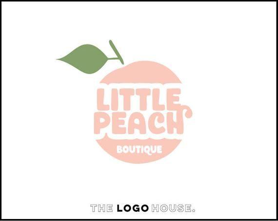 Kawaii Logo - Cute Peach Logo Fruit Logo Children's Boutique Logo