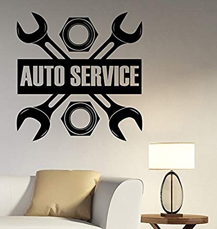 Mechanic Art Logo - Auto Service Logo Removable Vinyl Window Decal Custom Sticker Car ...