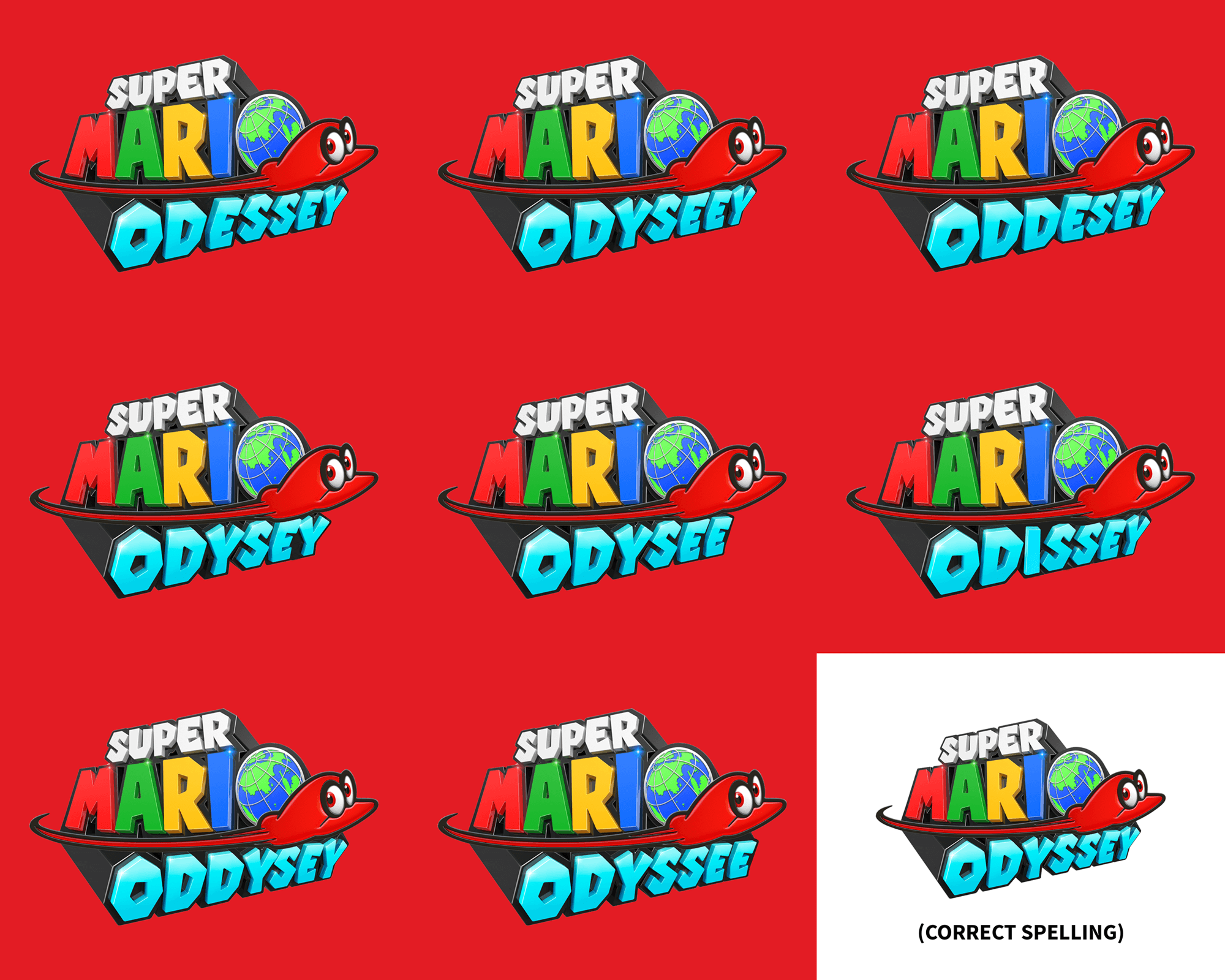 Mario Logo - I re-did the Super Mario Odyssey logo for every incorrect spelling ...
