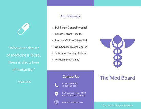 Purple Medicine Logo - Aqua and Purple Medical Trifold Brochure (Free)