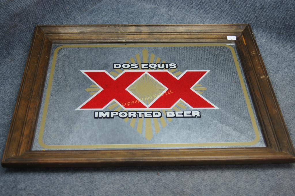 Dos XX Beer Logo - DOS EQUIS Beer Framed Mirror / Logo | Bid Kato