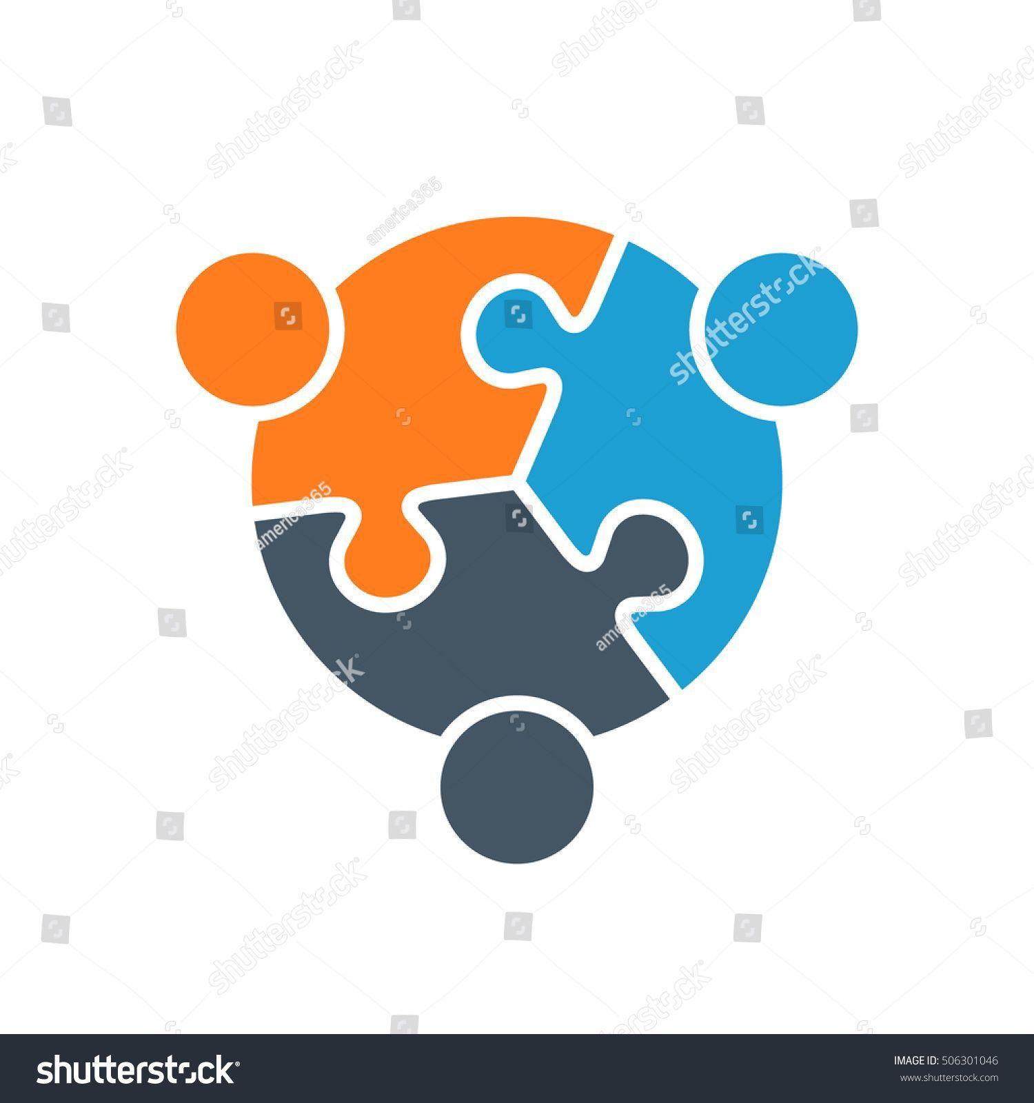 3 Person Logo - Vector Puzzle Family of 3 #team #people #business #teamwork #group
