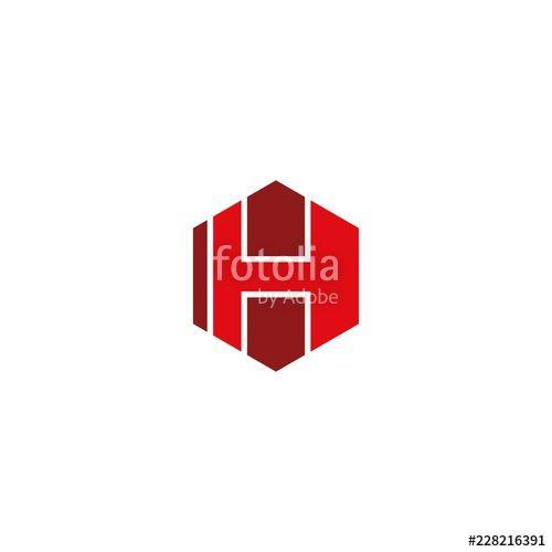 Red Letter H Logo - Letter H logo design. hexagon concept.