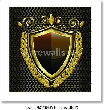Gold Shield Logo - Gold shield logo, Art Print. Barewalls Posters & Prints