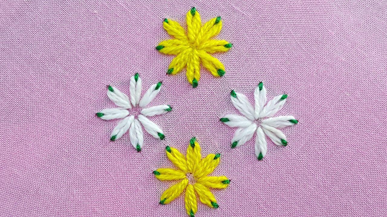 Lazy Daisy Logo - Lazy Daisy Double Colour Thread Flower Stitch. Hand Embroidery