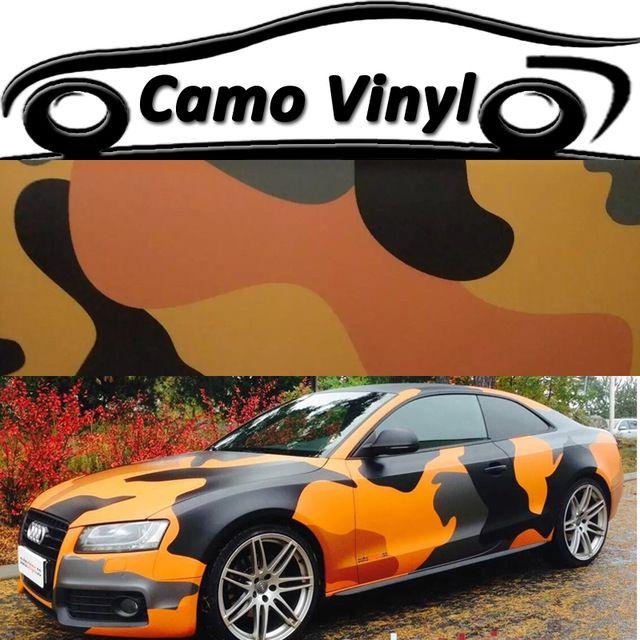 Orange and Black Car Logo - ORINO Orange Black Vinyl Film Wrapping Camouflage Car Wrap Sticker ...