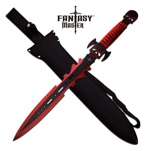 Cool Black and a Red Sword Logo - Black Red Gothic Demon Slayer Skull Sword 27 Overall 3mm Thick