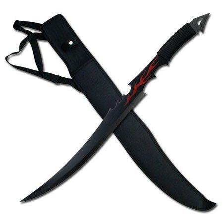 Cool Black and a Red Sword Logo - Ninja Red Fame Black Sword