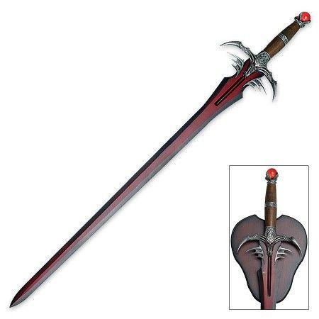 Cool Black and a Red Sword Logo - Fantasy Sword Red And Black With Display Plaque