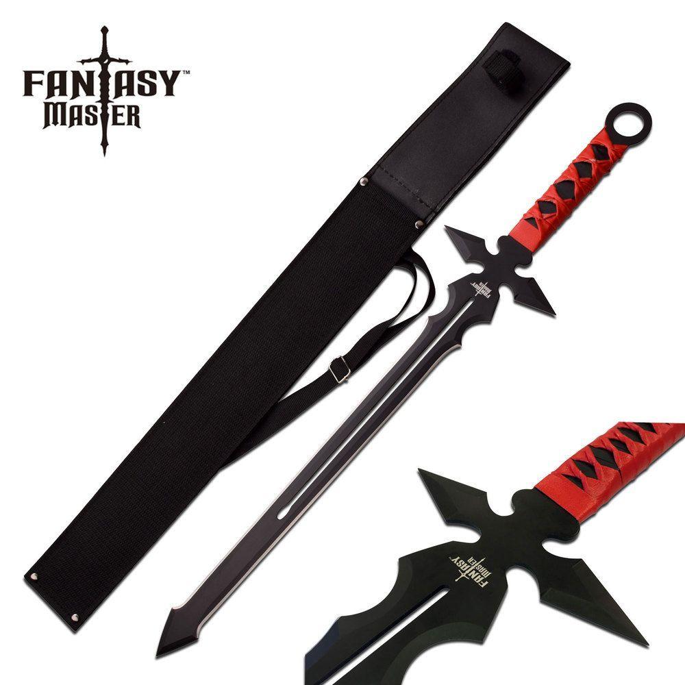 Cool Black and a Red Sword Logo - FANTASY SHORT SWORD. Black Red Gothic Christian Demon Slayer Sword