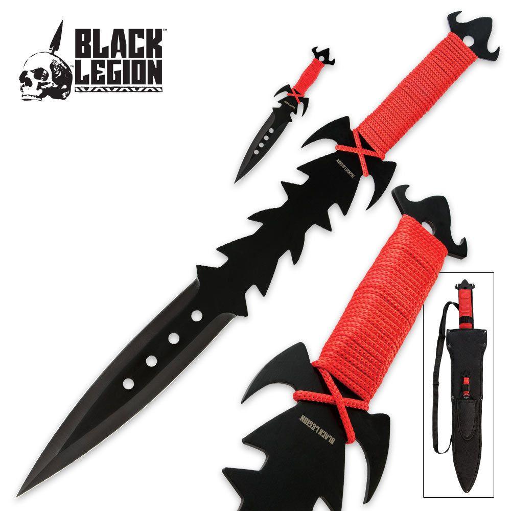 Cool Black and a Red Sword Logo - Black Legion Fantasy Sword & Throwing Knife Set Red | CHKadels.com ...