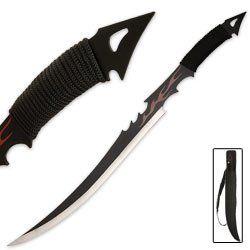 Cool Black and a Red Sword Logo - BladesUSA HK-1482 Red Flame Samurai Fantasy Sword, Black/Silver, 26 ...