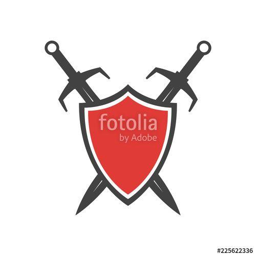 Cool Black and a Red Sword Logo - Abstract vector icon. Red and black shield and sword logo template