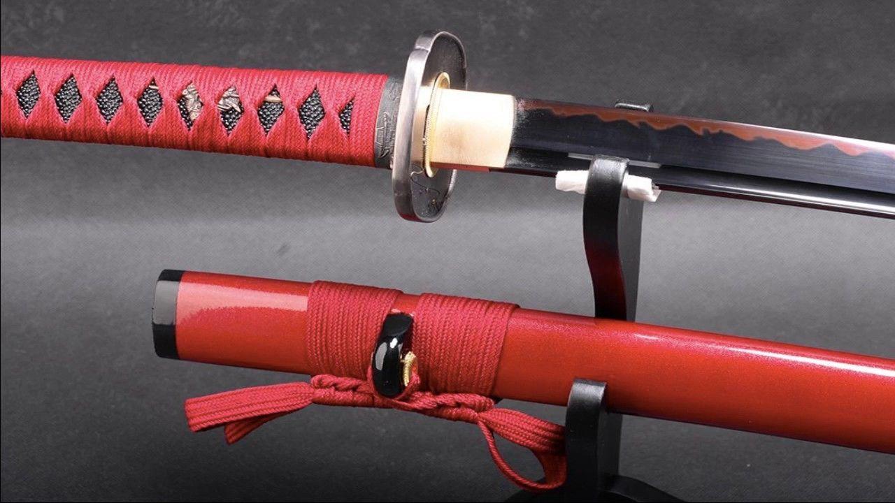 Cool Black and a Red Sword Logo - Japanese Samurai Sword with Red & Black Blade Video