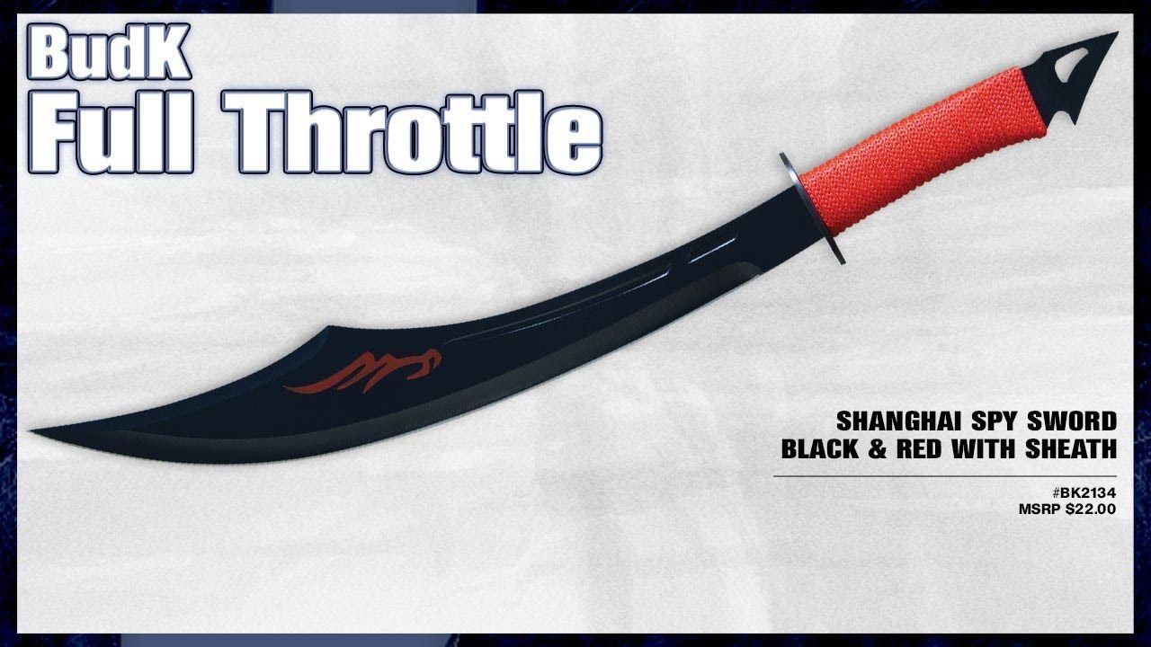 Cool Black and a Red Sword Logo - Shanghai Spy Sword Black & Red with Sheath - $12.99