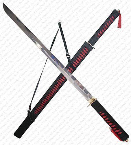 Cool Black and a Red Sword Logo - This beautiful BLACK AND RED CORD RAPPED NINJA SWORD is well made